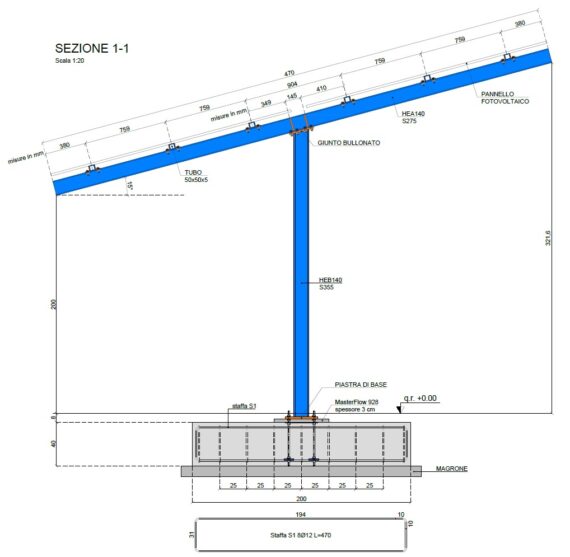 002901 sezione trasversale pensilina